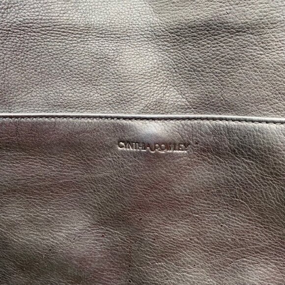 Cynthia Rowley Black Leather Large Tote Bag Black with Tan Straps - Picture 4 of 5